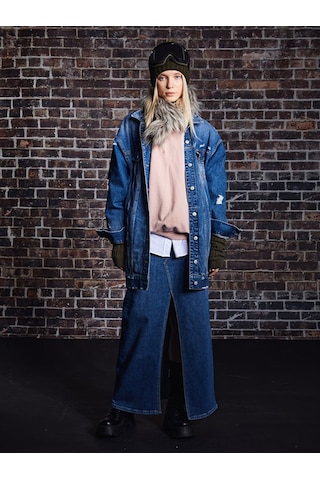 Ltb Mımosa Jean Etek 010096109715541 54656 Orta Mavı Mavi