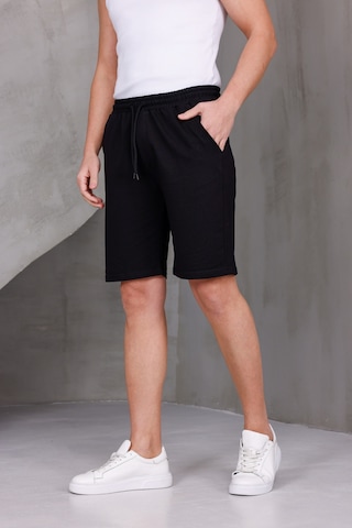 Dark Moda Erkek Sade Oversize İki İplik Kompakt Şort Siyah