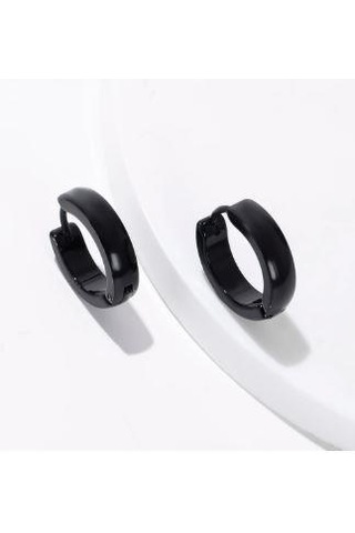 Hdmarketim 316 L Siyah Halka Çelik Küpe 5 MM Siyah