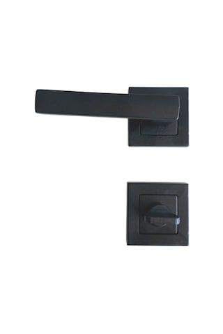 Lama Siyah Kare Rozetli Kapı Kolu Tuvalet Wc Ve Banyo Kapısı Kolu Wc 1 Takım