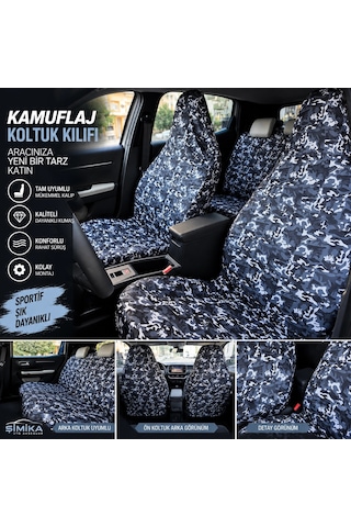 Kamuflaj 3d Baskı Otomobil Servis Kılıfı Ön Ve Arka 4parça Takım 1.kalite Likrali Penye Yıka 1 Takım