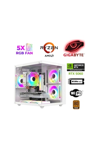 Xaser SAVAGE-X120 R5-7600 32 GB 1 TB M.2 NVMe SSD 8 GB RTX5060 Free Dos Masaüstü Oyuncu Bilgisayarı