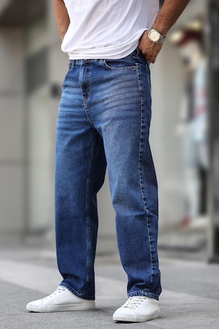 Madmext Koyu Mavi Erkek Yıkamalı Baggy Jean 7216-koyu Mavi Koyu Mavi