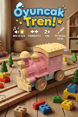 Bas Bırak Hareketli Oyuncak Tren - Sesli Işıklı Eğitici Lokomotif Çocuk Oyuncağı 2 Yaş+