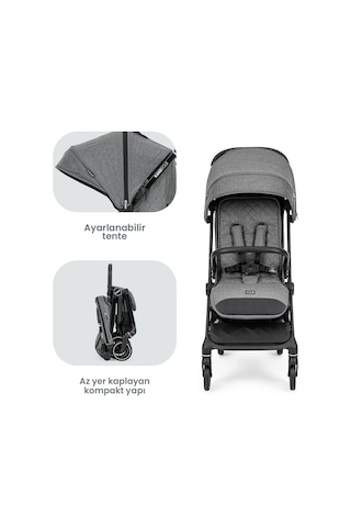 Kanz Bold Autofold Kabin Boy Bebek Arabası Steel Grey