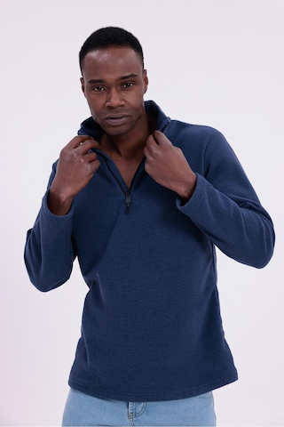Freemen Erkek Fit Dik Yaka Yarım Fermuarlı Sweatshirt Polar Lacivert