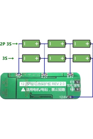3-20a Bms Module 3s 20a 11.1v Pil Koruma Balans Kartı 18650 Lityum Li-ion Batarya