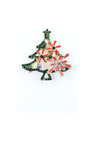 Zirkon Taşlı Cam Ağacı Broş. Yaka İğnesi Çam Ağacı Broş. Kadın Broş, Erkek Broş. Çam Ağacı Broş. Çok Renkli