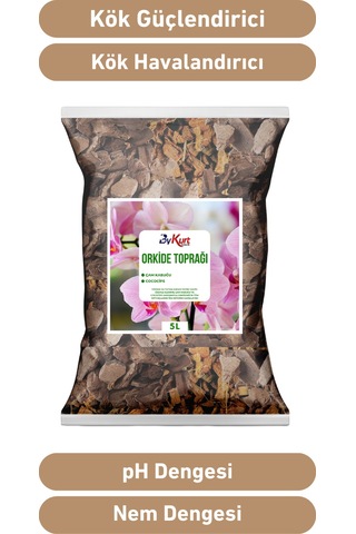 Bykurt 5l Orkide Toprağı İri Parçalı Çam Kabuğu & Cococips Karışımı Elenmiş Ve Temizlenmiş 5 Litre