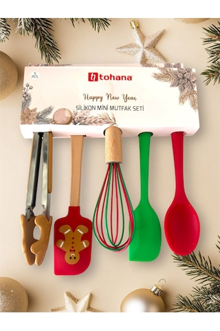 Vanilinkitchen Happy New Year Silikon Mini Mutfak Seti - 5 Parça Çok Renkli