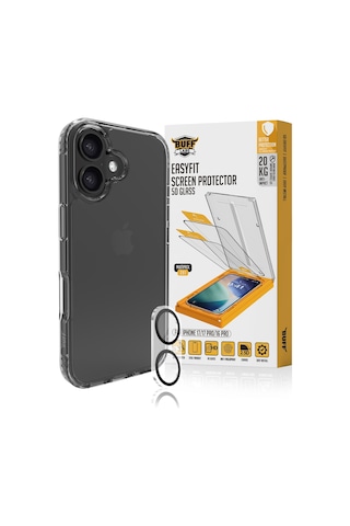 Buff Apple Uyumlu iPhone 17 - Şeffaf Kılıf + Ekran Koruyucu + Lens Koruyucu Glass