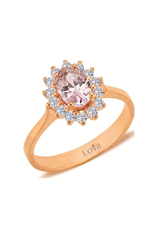 Lova Pırlantalı Oval Morganit Anturaj Yüzük - 1070167