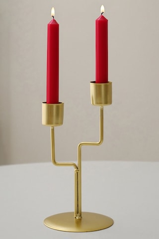 2 Li Metal Asimetrik Gold Şamdan Dekoratif Mumluk Cin993sr Gold