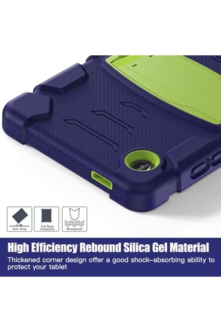 Samsung Galaxy Uyumlu Tab A9 3 Katmanlı Koruma Ekran Çerçevesi + Pc + Silikon Şok Geçirmez Kombinasyon Tableti Tutucu İle