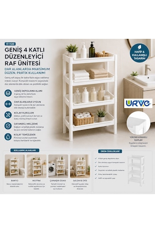 Urve Ur-3602 Rafty Geniş Sepet Organizer Düzenleyici 510x205x685mm 4 Katlı Raf Ünitesi Diğer