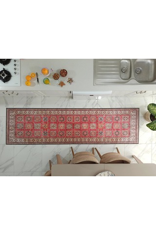 Geleneksel Kilim Desenli Kırmızı Ve Bej Etnik Halı - 14921ou Kırmız