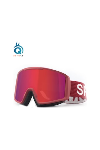 Erkek Ve Kadın Kayak Gözlük Çift Katmanlı Buğu Önleyici Kar Rüzgar Ggeçirmez Gözlük Kırmızı