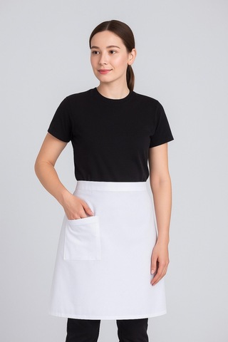 Kadın Belden Bağlamalı Barista Şef Mutfak Önlüğü 60x60 Cm Beyaz