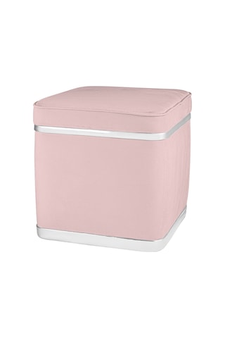 Zengo Silver Twin Line Kare Puf -pembe Kumaş, Dekoratif Makyaj Masası Pufu-modern Style