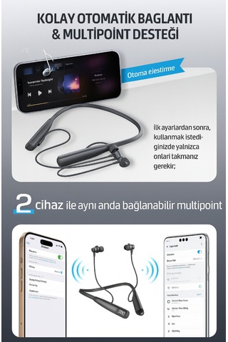 Qasul 100 Saat Şarj Kapasiteli Lcd Şarj Gösteli Sporcu Bluetooth Kulaklık