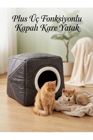 Plus Çok Fonksiyonlu Kedi Köpek Kare Yatak