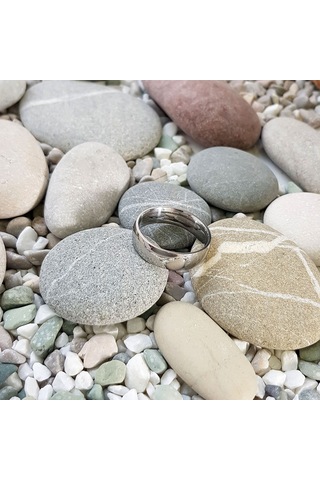 Chavin 6 Mm Söz Bayan Erkek Çelik Yüzük Cr99By Beyaz