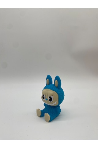 Oturan Dekoratif Labubu Figürü, 3d Baskı, Mavi