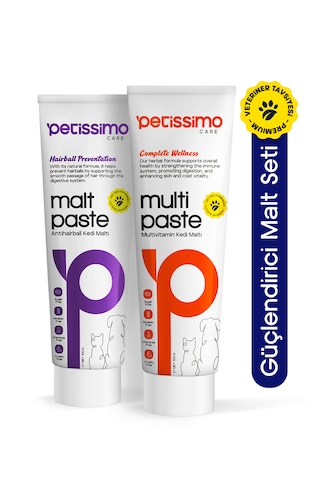 Petissimo Care 2'li Kedi Maltı Seti - Tüy Yumağı Önleyici Kedi Maltı Ve Multivitamin Malt