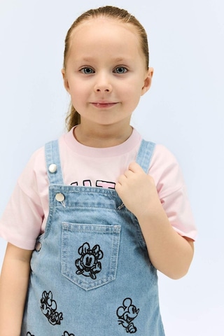 DeFacto Kız Bebek Disney Mickey & Minnie Salopet Jean Elbise E0451A525SPBE394 Mavi
