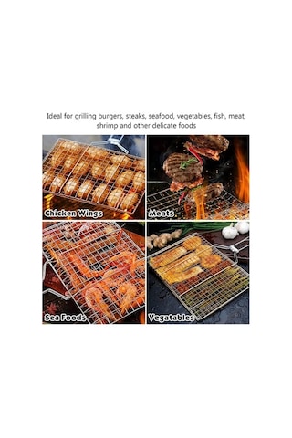 Fortunelane Balık Izgara Sepeti, Katlanır Paslanmaz Çelik Barbekü Sepeti Balık Sebzeleri Karides