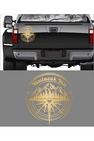 Kişiye Özel Pusula Dağ Orman Sticker - Araba Oto Motosiklet Karavan Cam Sticker - 00081 80 Cm