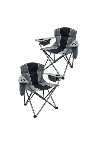 2 Adet 150 Kg Taşıma Kapasiteli Xxl Elite Buz Çantalı Kamp Sandalyesi Gri - Siyah