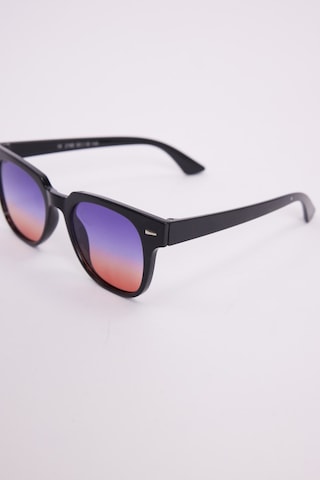 Unisex Oval Siyah Çerçeve Uv 400 Korumalı Renkli Cam Güneş Gözlüğü-51239 Çok Renkli