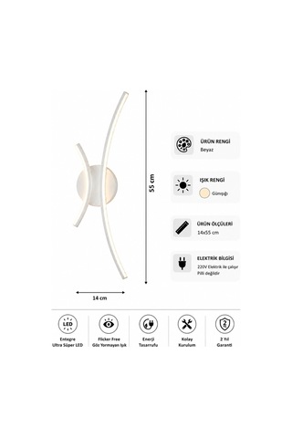 Yumi Modern Led Duvar Apliği Günışığı Beyaz
