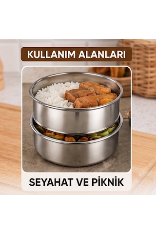 3'lü Metal Sefer Tası - Paslanmaz Çelik - 16 Cm Çok Renkli