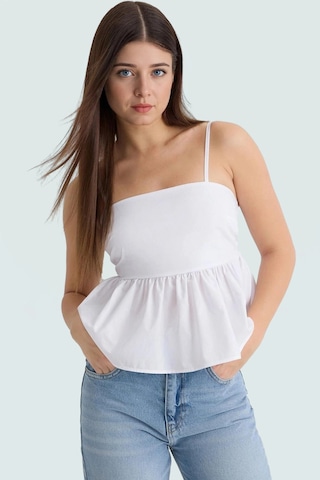 Ersefa Rahat Ve Şık Dacron Crop Bluz Günlük Kombinler İçin Görünüm Mükem Beyaz