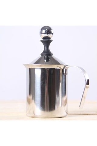 Soulader Manuel Süt Köpürtücü Çift Taraflı Tel Kremalı Süt Köpüğü Yapma Makinesi 400 Ml Paslanmaz Çelik French Press Cappuccino Latte Ekipmanı Gümüş