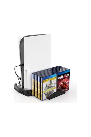 Playstation 5 Standart Fat Kasa Fanlı Stand - Oyun Bölmeli Ps5 Dikey Stand