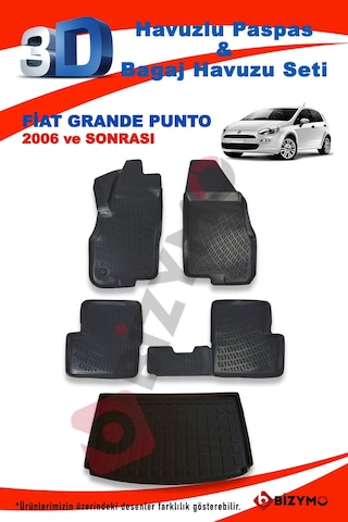 Fiat Grande Punto 2006 Ve Sonrası Paspas Ve Bagaj Havuzu Seti Siyah