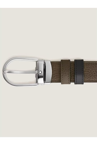 Montblanc At Nalı Tokalı 30 Mm Çift Taraflı Deri Kemer 198449 Kahverengi