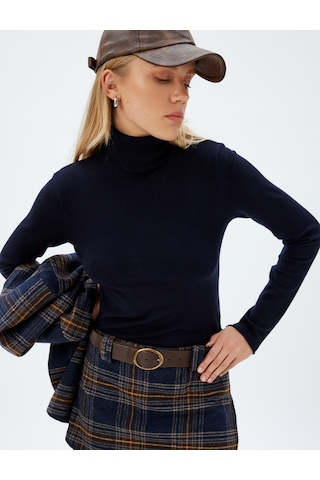Koton Balıkçı Yaka Triko Kazak Uzun Kollu Slim Fit Lacivert 5wak90412ht Lacivert