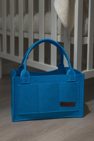 Yunusoğlu Home Mavi Keçe Anne Bebek Bakım Çantası Yenidoğan İçin Organizer Düzenleyici Mavi
