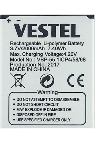Vestel Uyumlu Venüs 5.5 Pil Batarya 5.5X 5.5V Vbp-55 İthal
