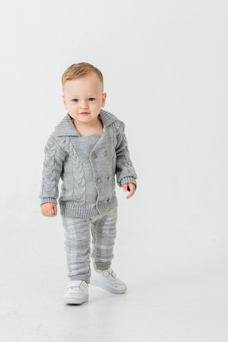 Babyhola Erkek Bebek Triko Hırka Pantolon Kışlık Takım 23110 Gri