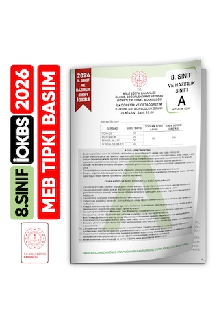 2026 8.sınıf İokbs Bursluluk Tıpkı Basım Çıkmış Soru Meb Kitapçığı Video/pdf Çözümlü Türkiye Geneli