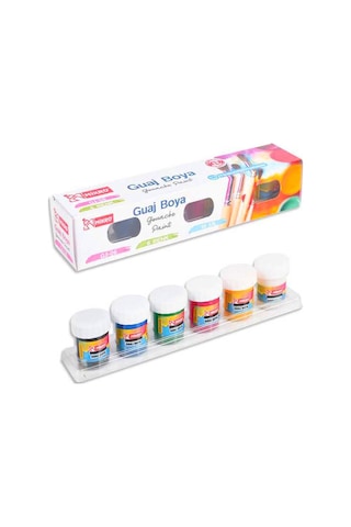 Guaj Boya 6 Renk x 15 ml 1 Paket Guaj Boyası Seti 6 lı Çok Renkli
