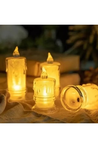 Gerçekçi Titrek Alev Efektli Pilli Led Mum 12'li Paket Sarı