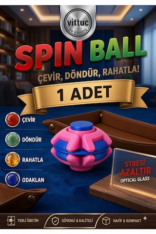 Spinner Ball - Bastıkça Dönen Rulmanlı Viral Stres Top Büyük Boy 1 Adet Spinner Ball - Bastıkça Dönen Rulmanlı Viral Stres Top Büyük Boy 1 Adet