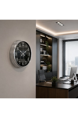 Büro Ev Ofis Hediyesi İçin 40cm Aynalı Krom Heritage Duvar Saati Diğer