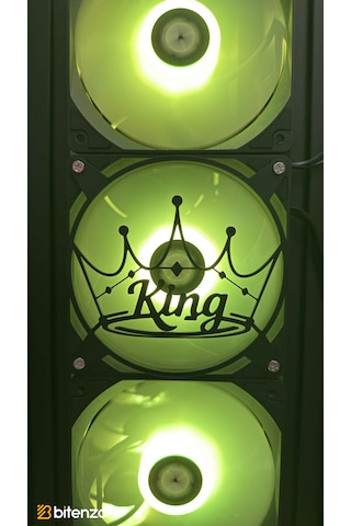 Kral Tacı "king" Yazılı 120x120 Mm Oyun Pc Aksesuarı, Masaüstü Bilgisayar Fan Kapağı Siyah